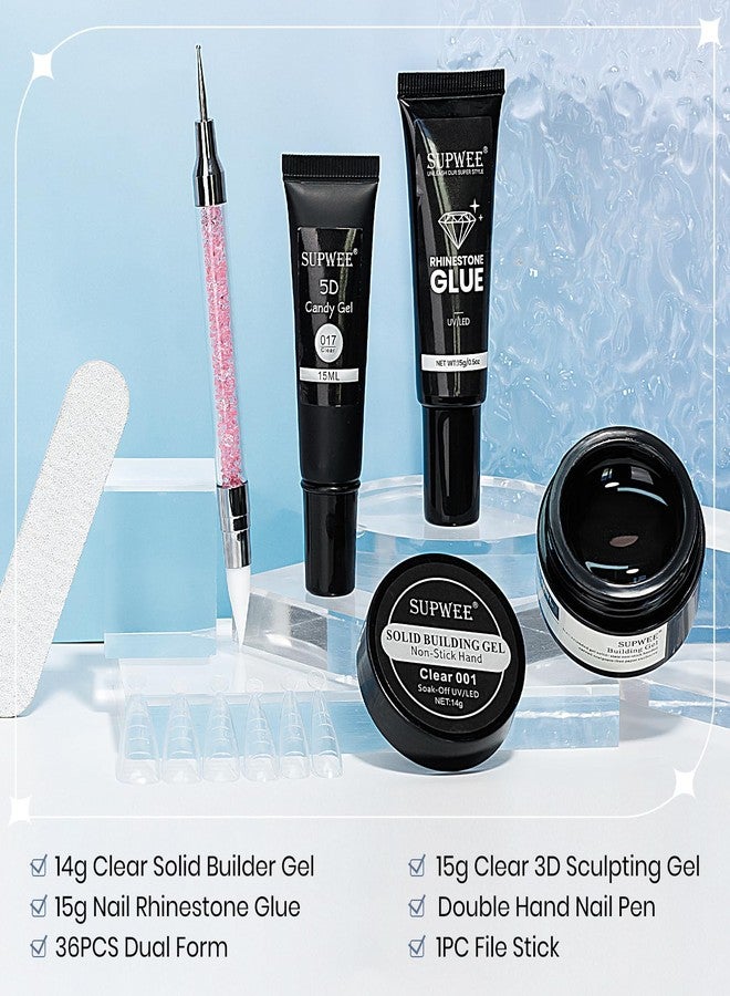 SUPWEE جل بناء صلب SUPWEE للأظافر جل نحت الأظافر 3D وغراء الأحجار الكريمة للأظافر جل 3D لفن الأظافر جل صلب شفاف لعيد الميلاد منزل DIY مانيكير - Image 2