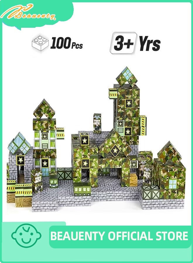 Beauenty Magnetic Blocks-Build Mine Magnet World Edition,Build a City Living，STEM Montessori Sensory Toys for Toddlers Gifts for 3 4 5 6 7 8 9 10 Years Old，100PCS Fidget 0.8" Cubes Construction Toys Boys Girls Birthday Gift - Image 1