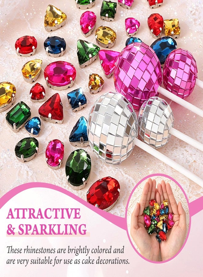 Coucoland Disco Ball Cake Topper - 34 Pcs Vintage Sparkling Rhinestones Cake Decoration for Birthday, Wedding Anniversary, Bridal Shower (30 Colored Rhinestones + 4 Mini Disco Balls) - Image 3