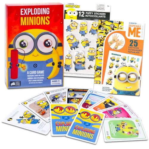 Minions لعبة بطاقات المينيون المتفجرة - حزمة تشمل لعبة لوحية، ملصقات مينيون، وشم - Image 5
