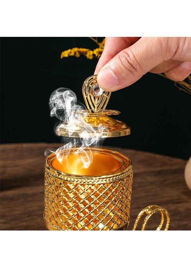 هومستر حارق البخور الفحم مطلي حامل البخور الحديدي مع مقبض ，البخور حارق البخور الرائعة لليوغا سبا الديكور المنزلي الكنيسة سهلة الاستخدام ، الذهب - Image 4