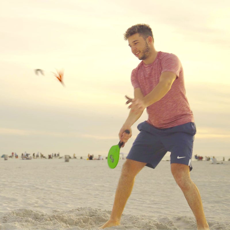 Jazzminton لعبة باديل جازمينتون - مجموعة مزدوجة من 4 مضارب بادل - ألعاب شاطئية للأطفال والمراهقين والبالغين وألعاب عائلية - ألعاب خارجية للحديقة والفناء والتخييم - Image 5