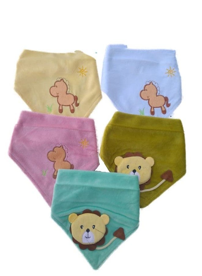 Ganpati Enterprises Multicolored Cotton Baby Bibs with Titch Button | Soft Cotton Washable for Babies Age 0 Month to 12 Months (Pack Of 3- Multicolor_3) - Image 1