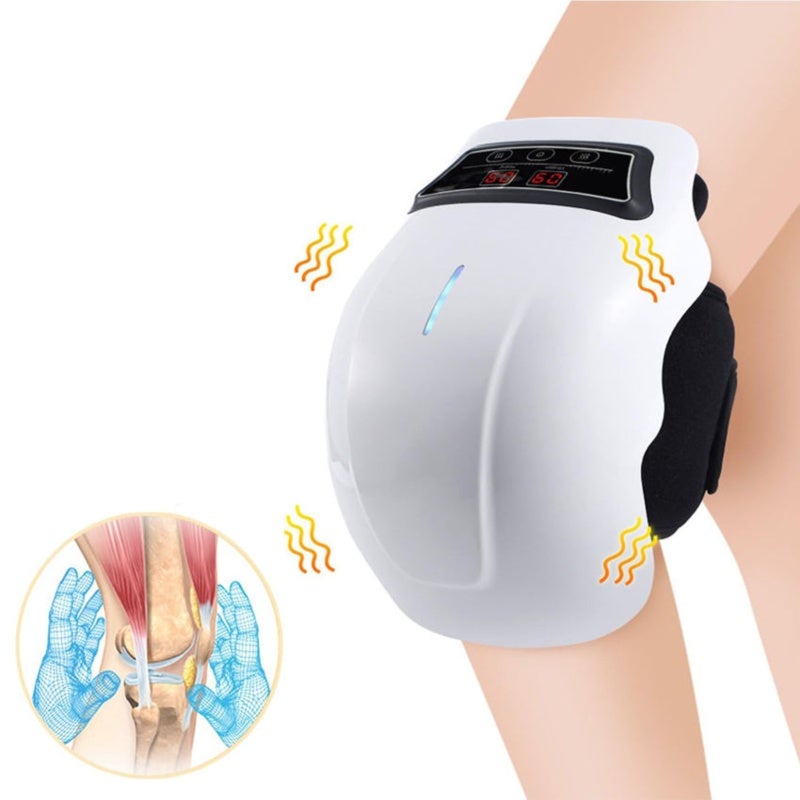 Knee Massager White ABS Material: Dual Heating Vibration Modes - 9 Adjustable Temperature Levels 2400mAh Battery Type-C Charging Heating Therapy for Knee Care Muscle Relaxation Daily Fatigue Relief - Image 2