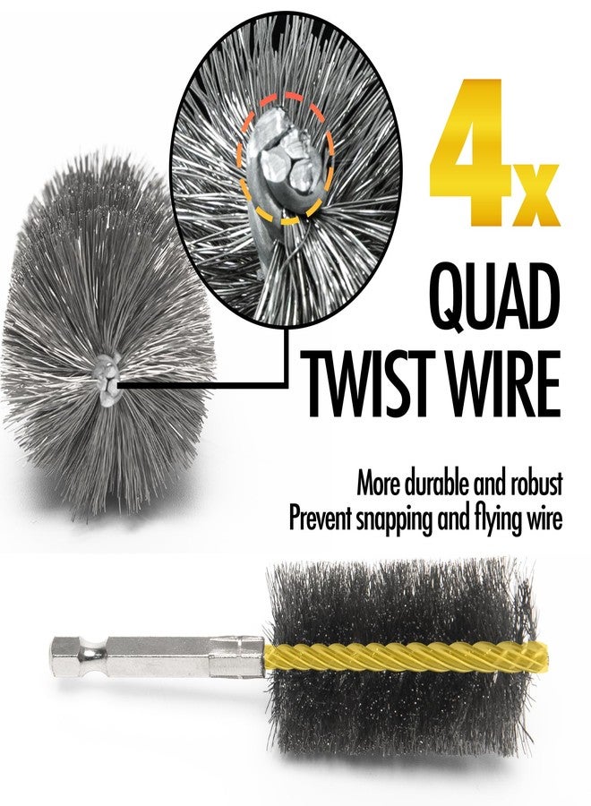 Vouyar Quadruple Wire Twist Professional ID Copper Tube Pipe Cleaner for Fittings 6pcs, 1” Pipe Cleaning Brush Set, Stainless Steel Wire Bore Brushes for Power Drill, 1/4 Inch Hex Shank - Image 4