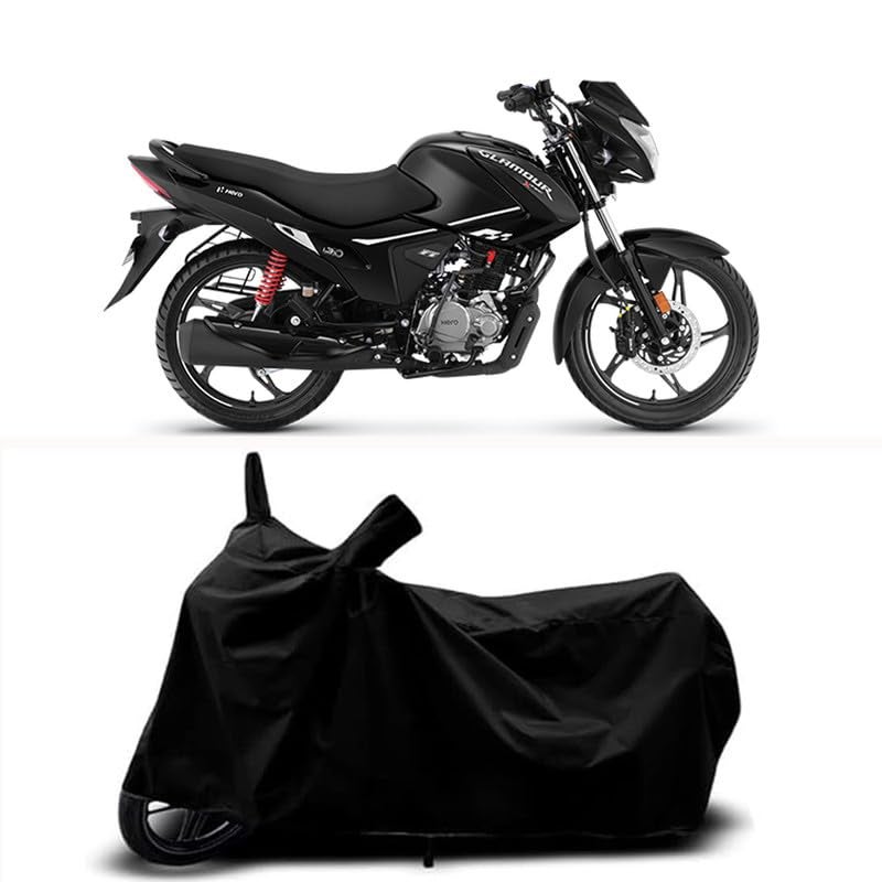 RABABLI غطاء جسم الدراجة متوافق مع هيرو جلامور Xtec درو مع جميع المتغيرات مقاوم للخدوش، حزام مشبك - مقاوم للمطر، الأشعة فوق البنفسجية والغبار، مقاوم للرياح ودرع لجميع الأحوال الجوية (لون أسود) - Image 1