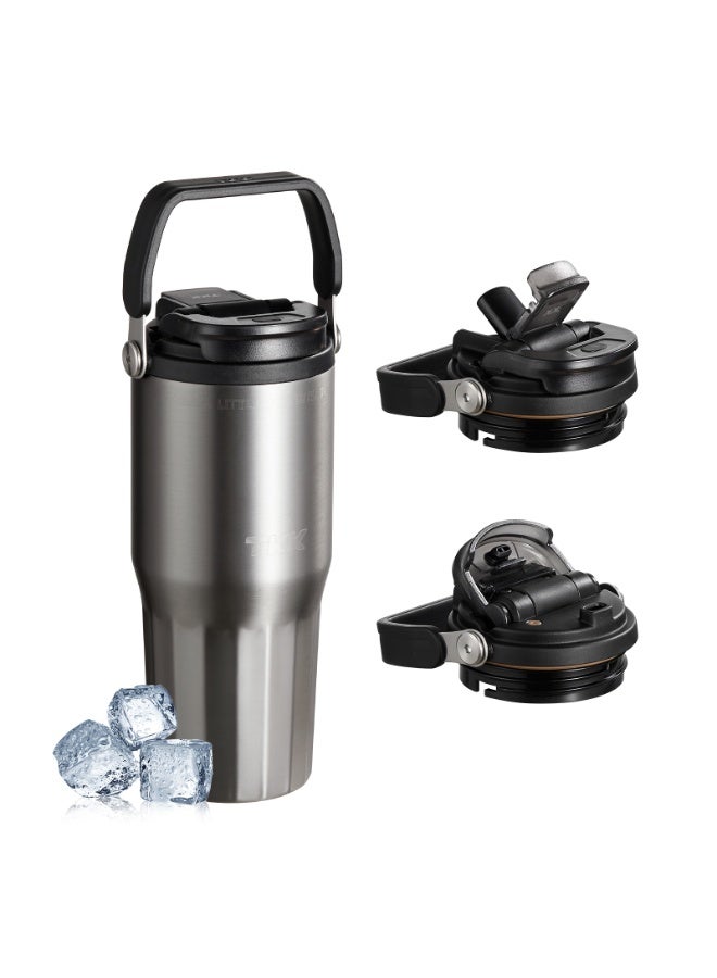 TKK 700ml Stainless Steel Water Bottle Keep Temperature for 6 to 12 Hours with Handle | Silver - Image 1