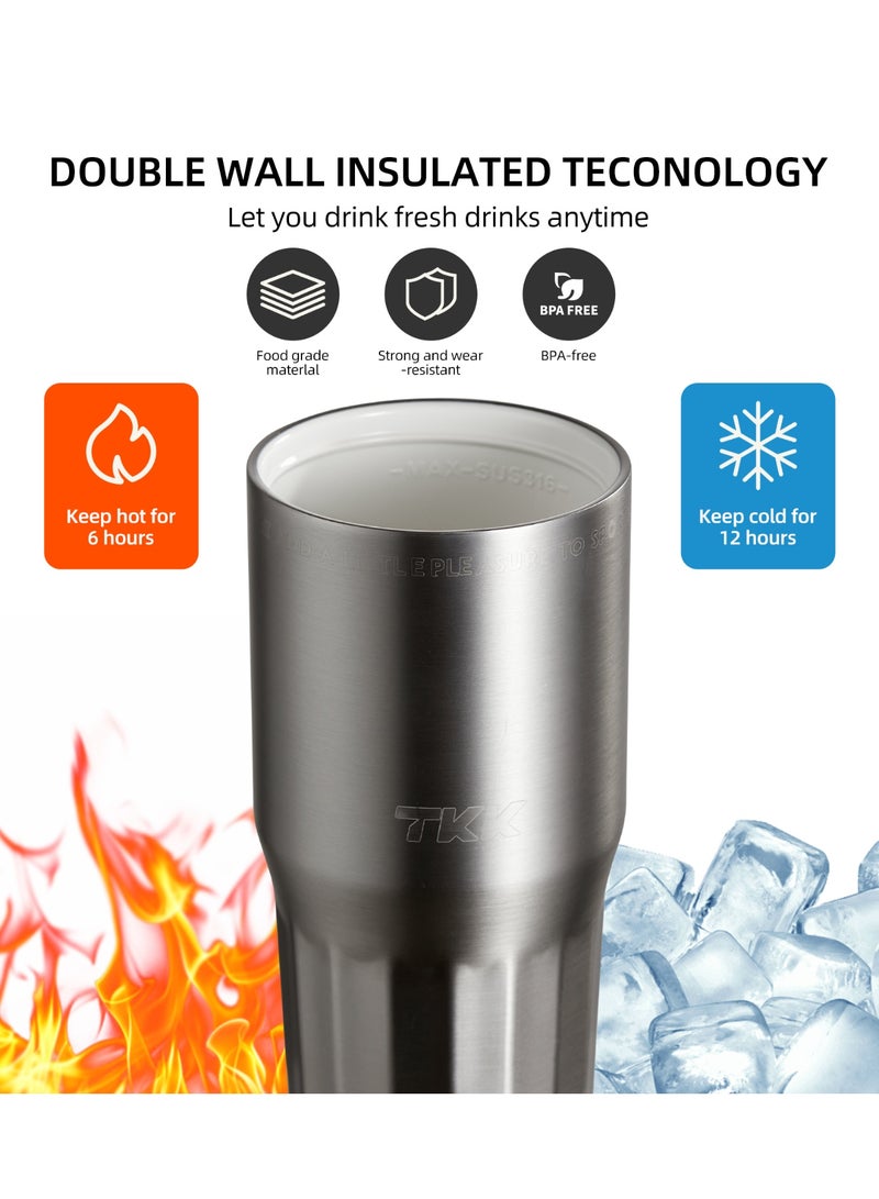 TKK 700ml Stainless Steel Water Bottle Keep Temperature for 6 to 12 Hours with Handle | Silver - Image 5