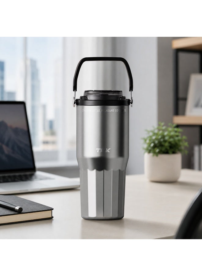 TKK 700ml Stainless Steel Water Bottle Keep Temperature for 6 to 12 Hours with Handle | Silver - Image 1