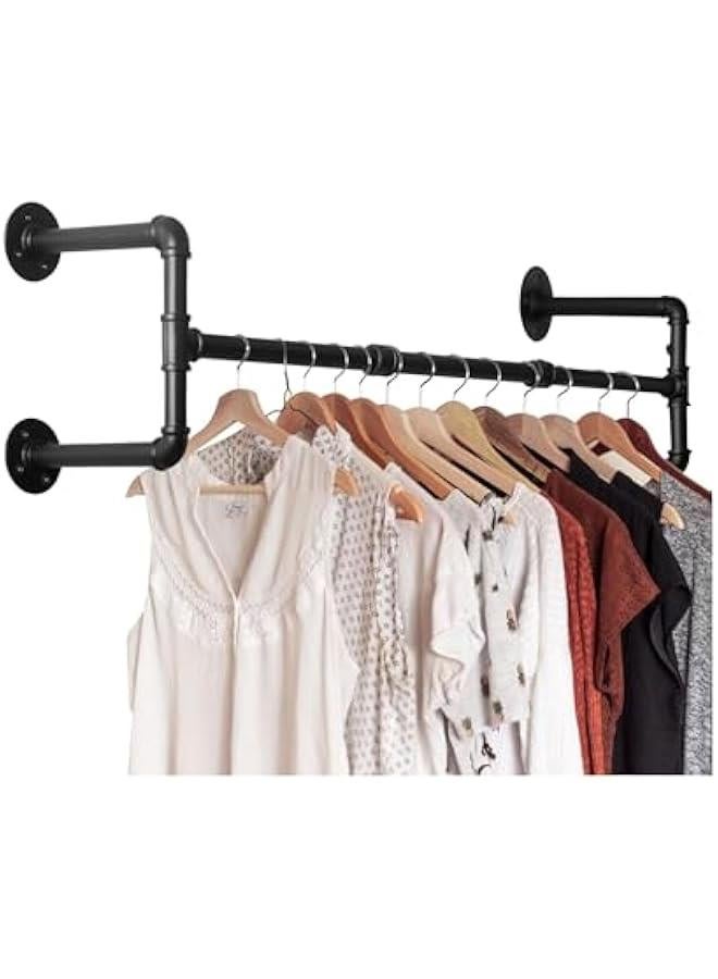 هوكور Portalov Industrial Pipe Clothes Rack with 4 Bases,120 cm Wall-Mount Clothing Rack for Hanging Clothes, Heavy Duty Iron Garment Rack Bar,Retail Display Clothes Rod for Closet,Laundry Room - Image 1