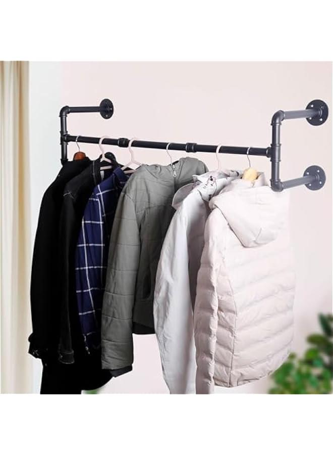 هوكور Portalov Industrial Pipe Clothes Rack with 4 Bases,120 cm Wall-Mount Clothing Rack for Hanging Clothes, Heavy Duty Iron Garment Rack Bar,Retail Display Clothes Rod for Closet,Laundry Room - Image 5