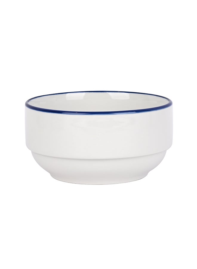 Ollieroo طقم أدوات مائدة من البورسلين مكون من 18 قطعة، طقم لـ 6 أشخاص، آمن للاستخدام في الميكروويف وغسالة الصحون، حافة بيضاء وزرقاء - Image 4