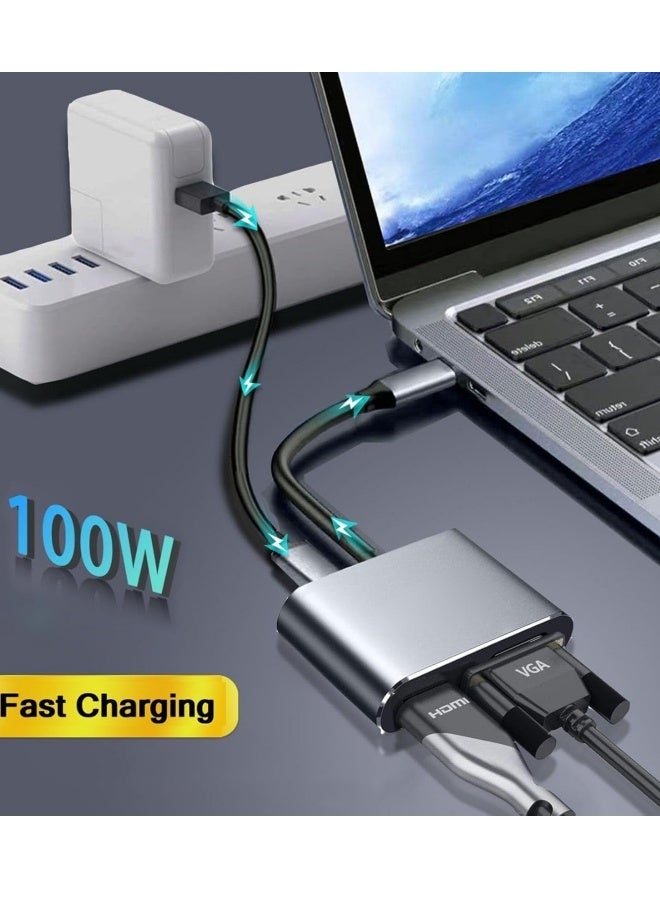 4 in 1 USB-C Multiport Adapter, 4K HDMI 1080P VGA Converter with USB 3.0 10Gbps Data Transfer and Type-C Charging Port, Grey - Image 5