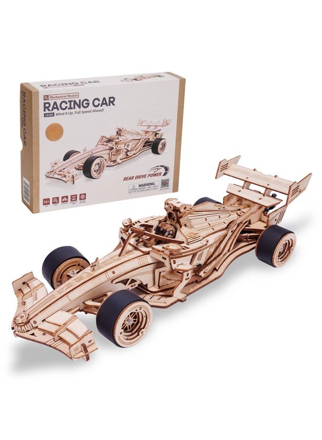 روبوتايم ألغاز ثلاثية الأبعاد للكبار، سيارة سباق خشبية بمقياس 1:18 Lk505، مجموعات بناء نماذج سيارات ميكانيكية خشبية، حرف يدوية رائعة للمراهقين والبالغين، مجموعة بناء النماذج - Image 1
