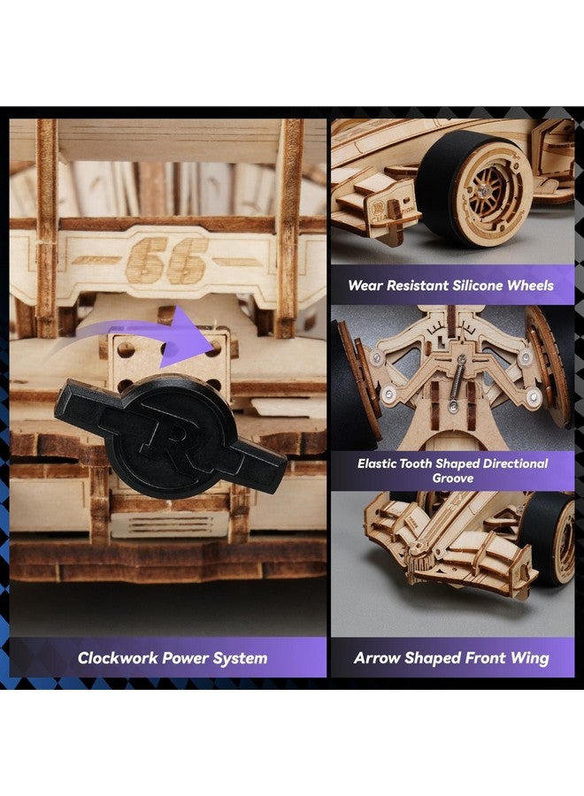 روبوتايم ألغاز ثلاثية الأبعاد للكبار، سيارة سباق خشبية بمقياس 1:18 Lk505، مجموعات بناء نماذج سيارات ميكانيكية خشبية، حرف يدوية رائعة للمراهقين والبالغين، مجموعة بناء النماذج - Image 3