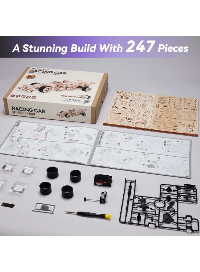 روبوتايم ألغاز ثلاثية الأبعاد للكبار، سيارة سباق خشبية بمقياس 1:18 Lk505، مجموعات بناء نماذج سيارات ميكانيكية خشبية، حرف يدوية رائعة للمراهقين والبالغين، مجموعة بناء النماذج - Image 2