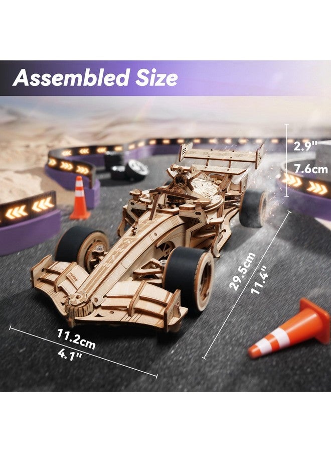 روبوتايم ألغاز ثلاثية الأبعاد للكبار، سيارة سباق خشبية بمقياس 1:18 Lk505، مجموعات بناء نماذج سيارات ميكانيكية خشبية، حرف يدوية رائعة للمراهقين والبالغين، مجموعة بناء النماذج - Image 4