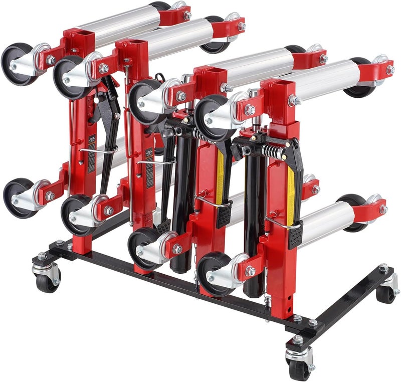 VEVOR Car Dolly Rack, Storage Rack with 360° Rotatable Wheels, Hydraulic Ratchet Trolley Jack Stand Organizer, Jack Stands Holder Storage Rack, 4-Dolly Capacity, Compatible with Most Dollies - Image 1