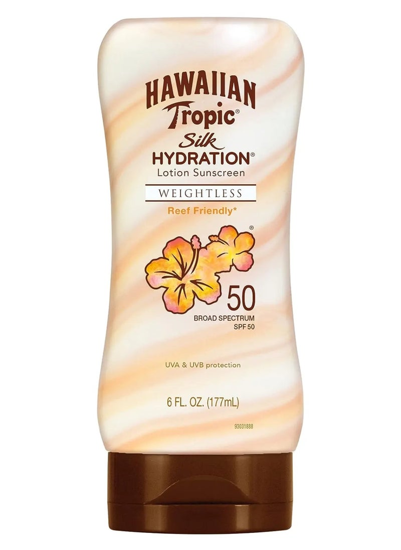 Hawaiian Tropic - SPF 50 Silk Hydration Sunscreen Weightless Body Lotion UVA UVB Protection Sun Lotion 177ml - Image 1