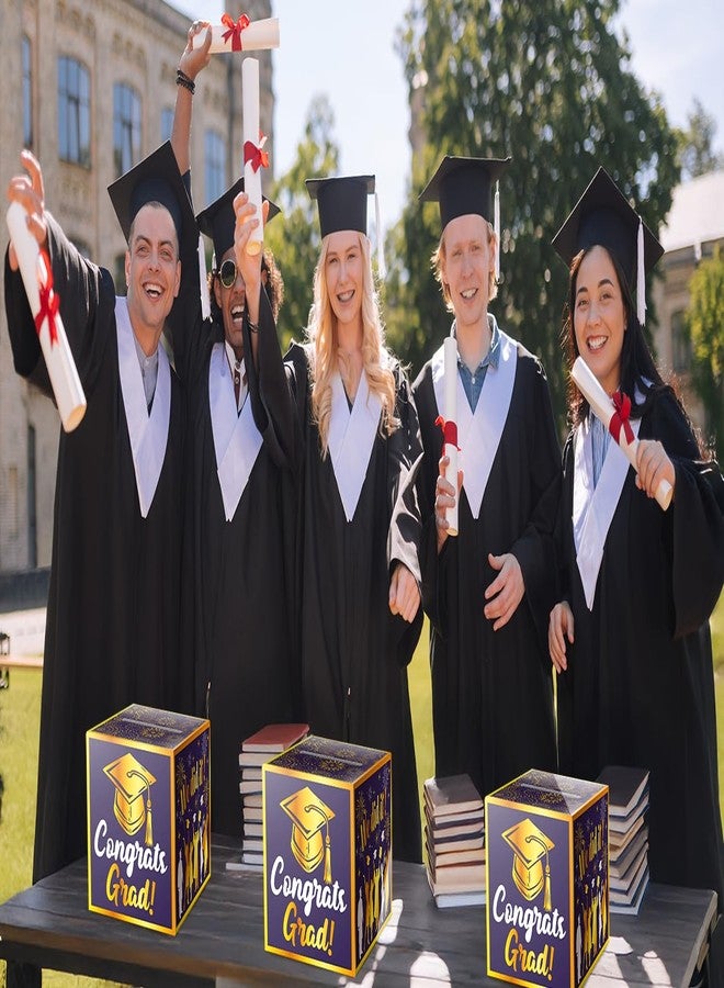 JWSCYSY حامل بطاقات التخرج من JWSCYSY، صندوق زينة قابل للطي من الورق المقوى لهدايا حفلات التخرج ومستلزمات الحفلات (أرجواني ذهبي) - Image 4
