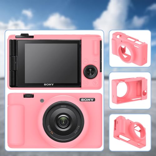 Tedubax Silicone Case for Sony ZV-1F/ ZV-1 II/ZV-1M2 Digital Camera with 2PCS Screen Protector and a Lanyard Sony ZV-1 II case-(Pink) - Image 5