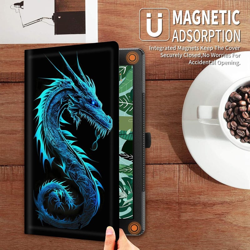 FUYOCWE for Fire HD 10 Case 2021,Fire HD 10 Plus Tablet Case (11th Generation, 2021 Release), Multi-Angle Slim Stand Smart Cover Cases for New Amazon Kindle Fire HD 10 10.1"-Blue neon Dragon - Image 4