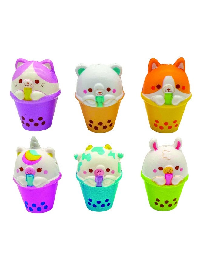 Geddes D Geddes Boba Tea Friends Squishies For Kids (24 Pack) - Cute Squishy Animals With Boba Tea Cups - Boba Party Favors - Image 1