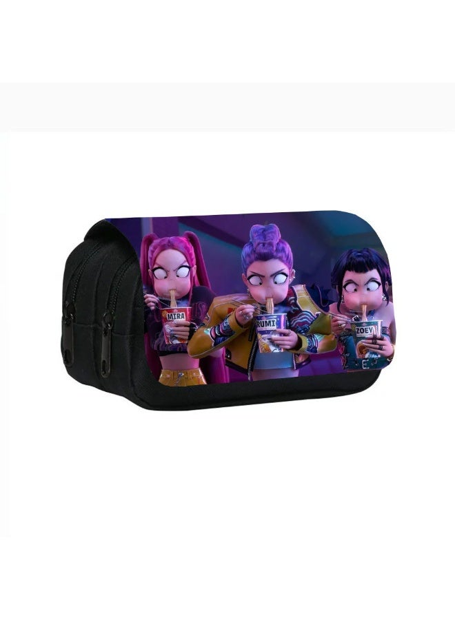 general Kpop Demon Hunters Printed Double Layer Pencil Case Student Pencil Stationery Bag meets daily stationery storage needs - Image 1