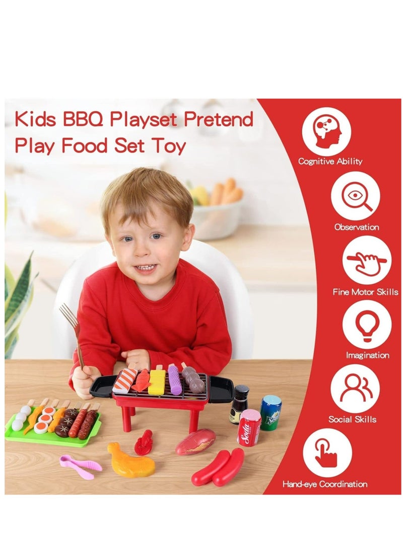 27PC Kitchen Pretend Play Toy Set for Kids - Role Play Cookware & Simulation Barbecue Game for Early Education - Indoor DIY Kitchen Accessories for Boys and Girls - Image 4
