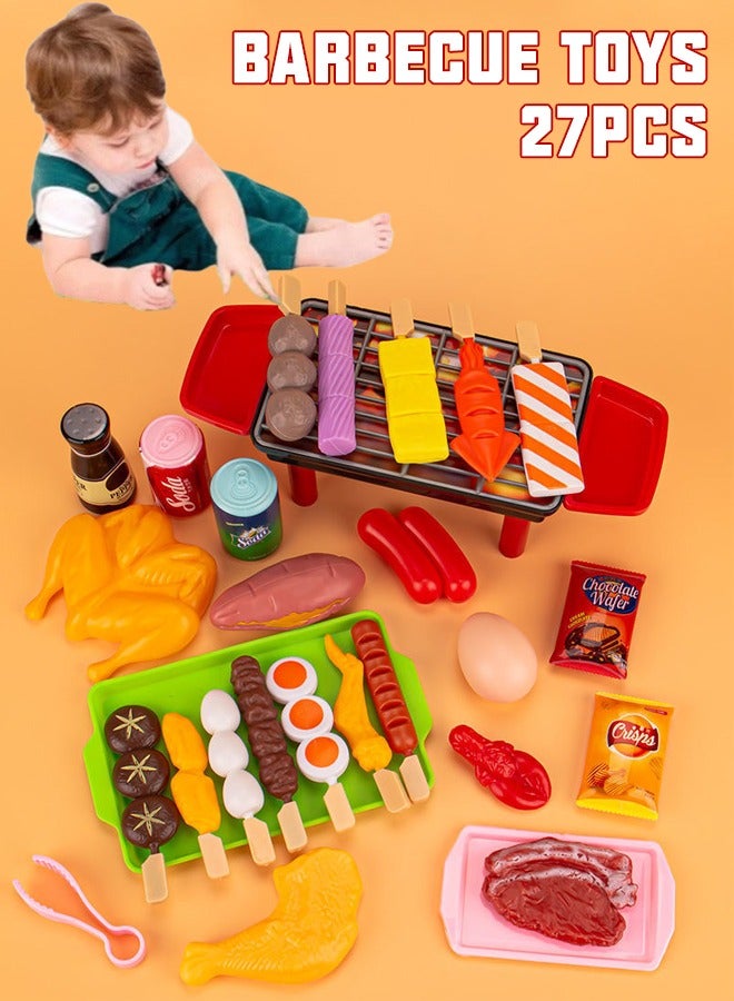 27PC Kitchen Pretend Play Toy Set for Kids - Role Play Cookware & Simulation Barbecue Game for Early Education - Indoor DIY Kitchen Accessories for Boys and Girls - Image 1