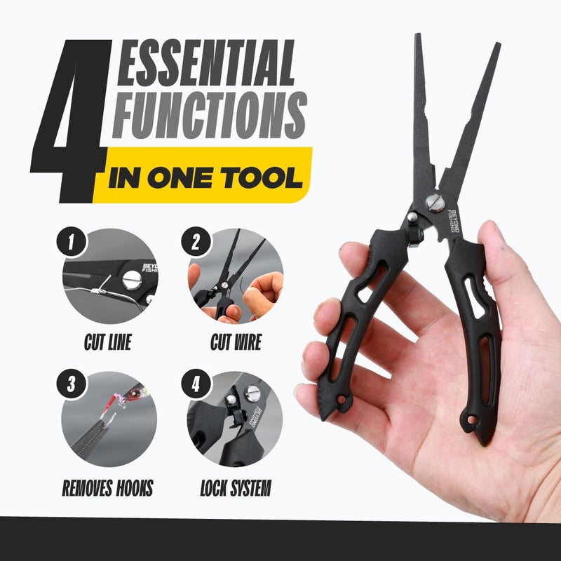 Beyond Braid Beyond Fishing Long Nose Pliers 8.5" - Black - Image 2