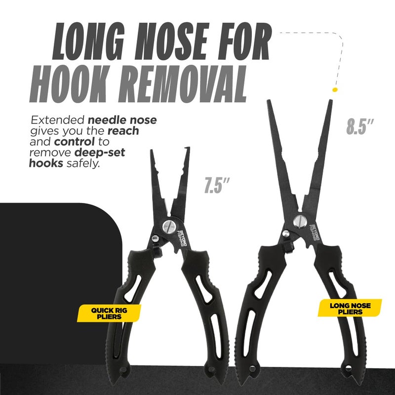 Beyond Braid Beyond Fishing Long Nose Pliers 8.5" - Black - Image 5
