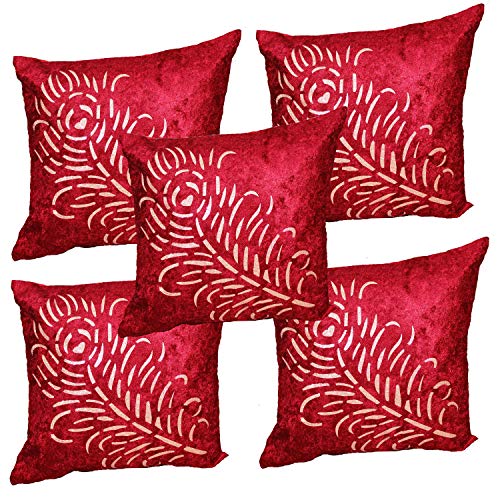 JDX Big Velvet Cushion Covers (24 x 24 inches,) -Pack of 5 Pcs (24x24 Inches) (Red) - Image 2