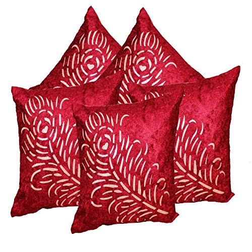 JDX Big Velvet Cushion Covers (24 x 24 inches,) -Pack of 5 Pcs (24x24 Inches) (Red) - Image 1