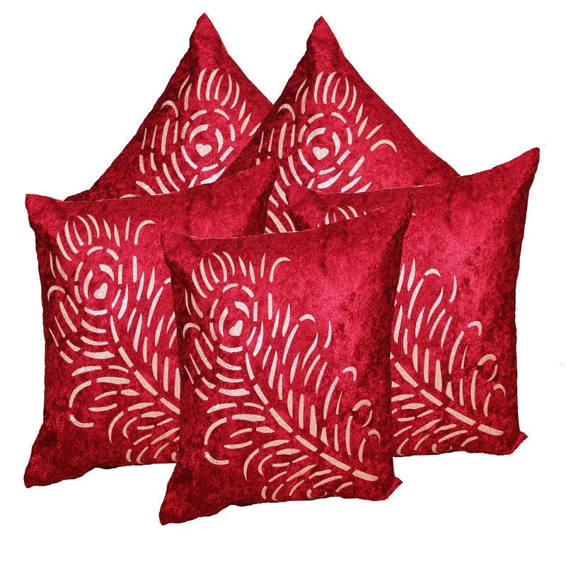 JDX Big Velvet Cushion Covers (24 x 24 inches,) -Pack of 5 Pcs (24x24 Inches) (Red) - Image 4