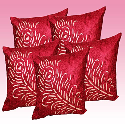 JDX Big Velvet Cushion Covers (24 x 24 inches,) -Pack of 5 Pcs (24x24 Inches) (Red) - Image 3