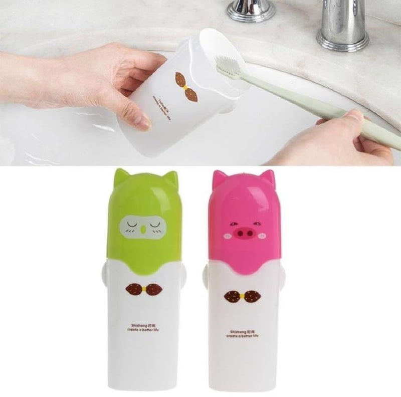 EAGEAN Plastic Portable Travel Toothpaste Toothbrush Holder Cover Case, 20cm X 6cm Plastic Toothbrush Holder Pack of 2 (Multicolor) (Combo of 2) - Image 1