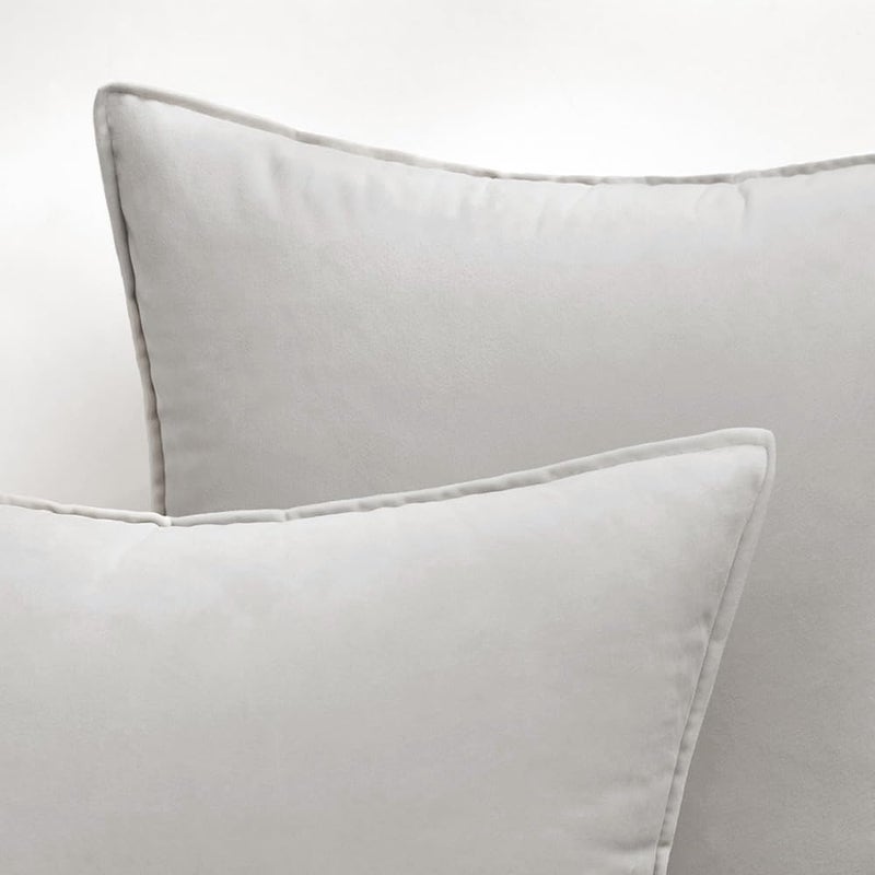 MIULEE Decorative Velvet Throw Pillow Covers Soft Pillow Covers Soild Square Cushion Case for Sofa Bedroom 18x18 Inch 45x45 cm Greyish White - Image 3