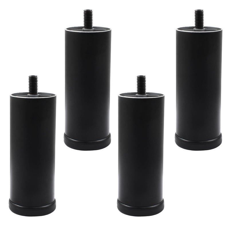 Murtenze 4 Pcs 4 Inch Metal Furniture Legs - Adjustable Height Sofa Replacement Legs With M8 Thread - Round Modern Black Sofa Feet For Couch  Furniture  Chairs  Bed (Add Height 100Mm) - Image 1