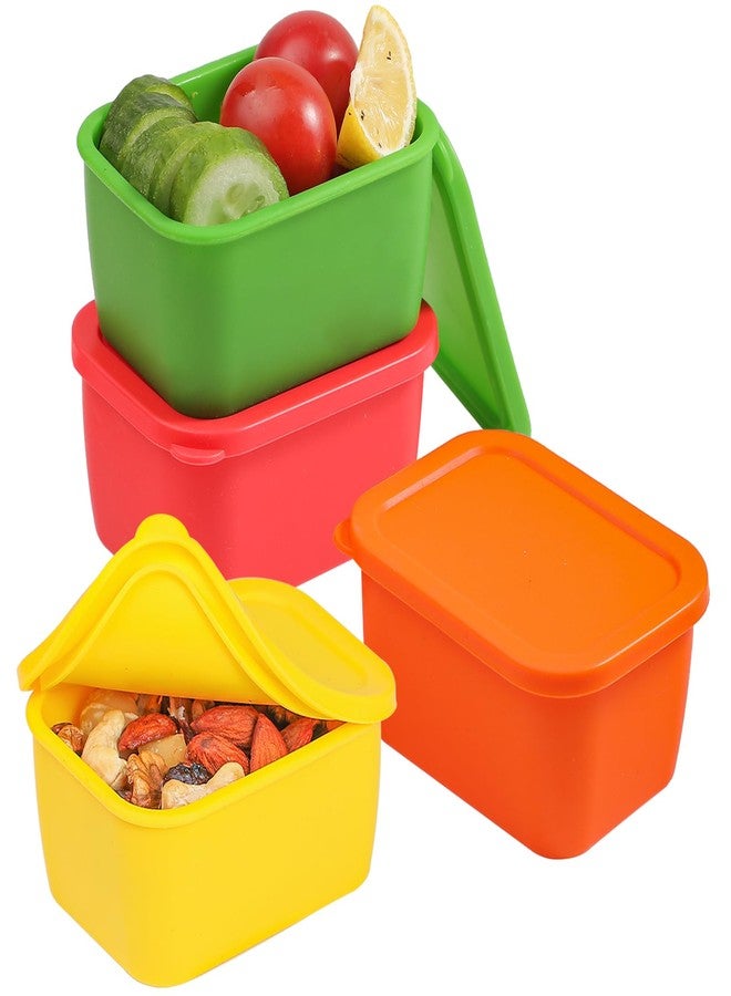 Webake Silicone Snack Containers with Lids, 6 Oz Food Containers Rectangle, Easy Open Leak Proof Lunch Box Containers for Office, Travel, Picnic (Pack of 4) - Image 1