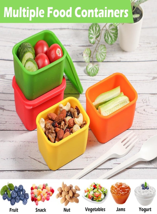 Webake Silicone Snack Containers with Lids, 6 Oz Food Containers Rectangle, Easy Open Leak Proof Lunch Box Containers for Office, Travel, Picnic (Pack of 4) - Image 4