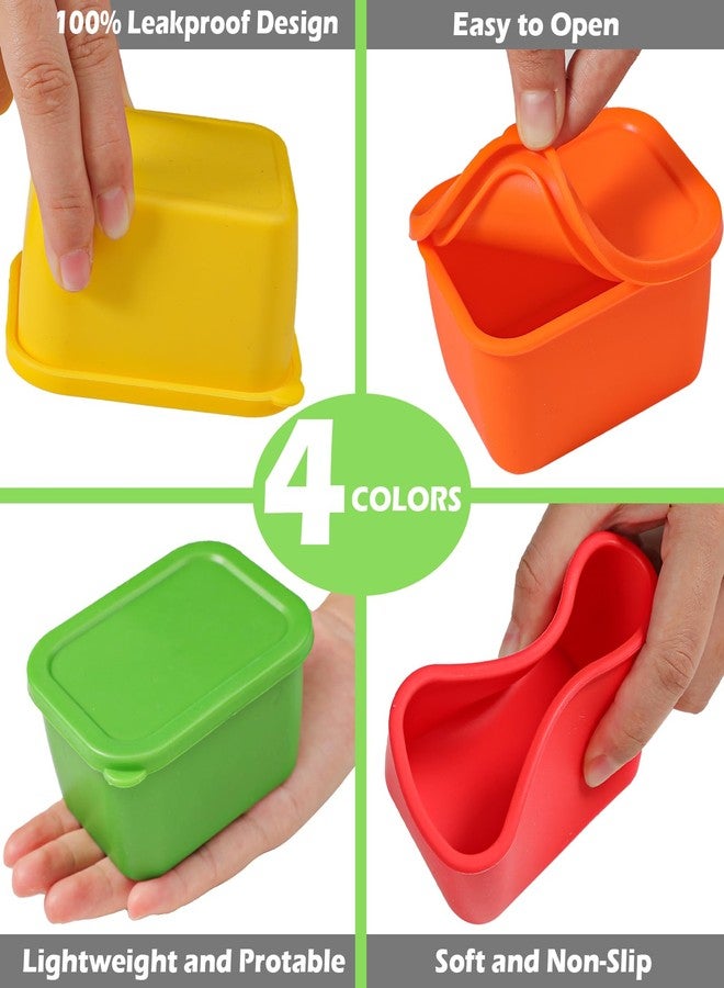 Webake Silicone Snack Containers with Lids, 6 Oz Food Containers Rectangle, Easy Open Leak Proof Lunch Box Containers for Office, Travel, Picnic (Pack of 4) - Image 3