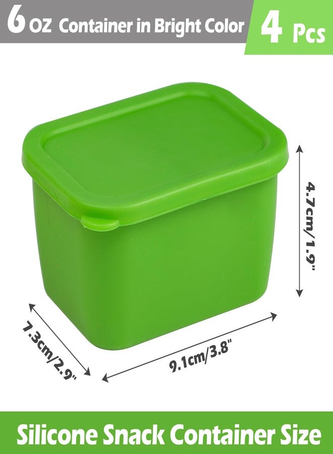 Webake Silicone Snack Containers with Lids, 6 Oz Food Containers Rectangle, Easy Open Leak Proof Lunch Box Containers for Office, Travel, Picnic (Pack of 4) - Image 2