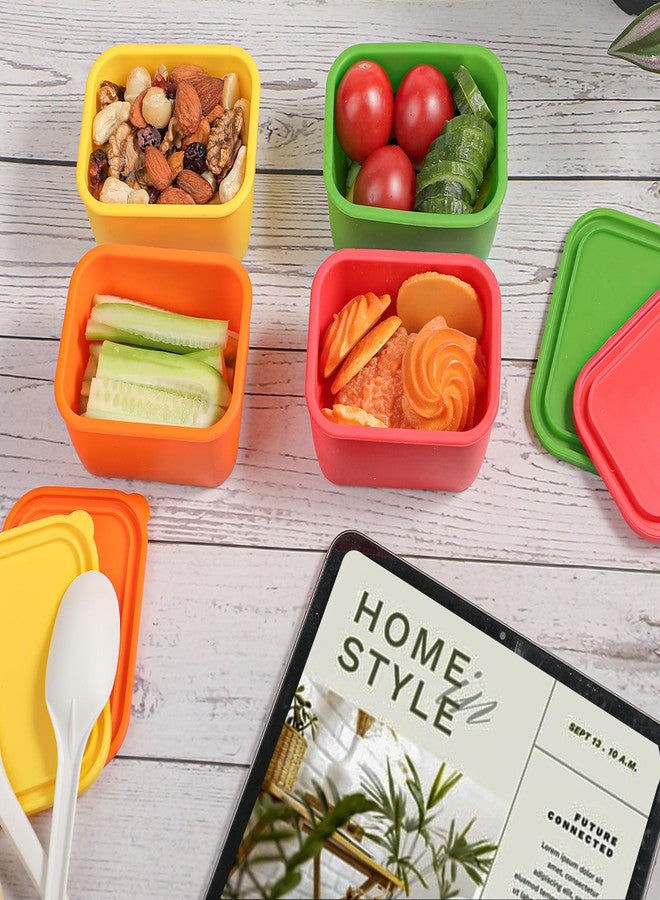 Webake Silicone Snack Containers with Lids, 6 Oz Food Containers Rectangle, Easy Open Leak Proof Lunch Box Containers for Office, Travel, Picnic (Pack of 4) - Image 5