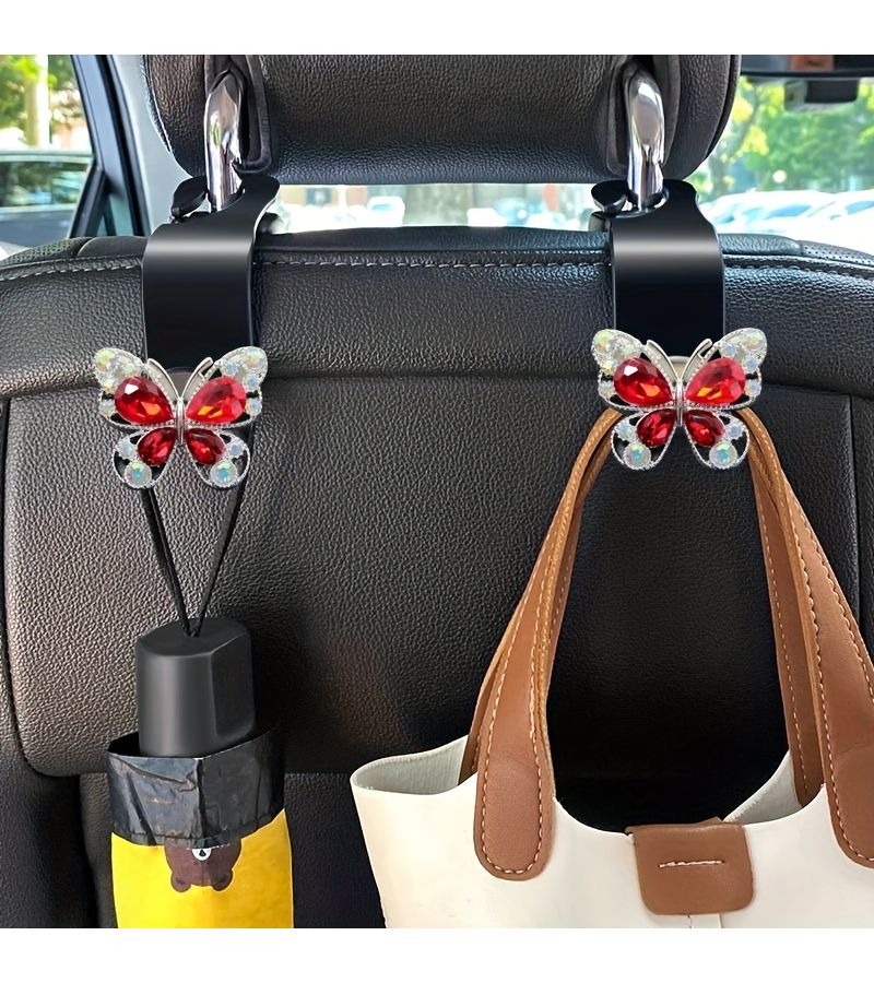 2pc Butterfly Shaped Seat Hook Creative Multifunctional Red Hook For Interior Use - Image 2
