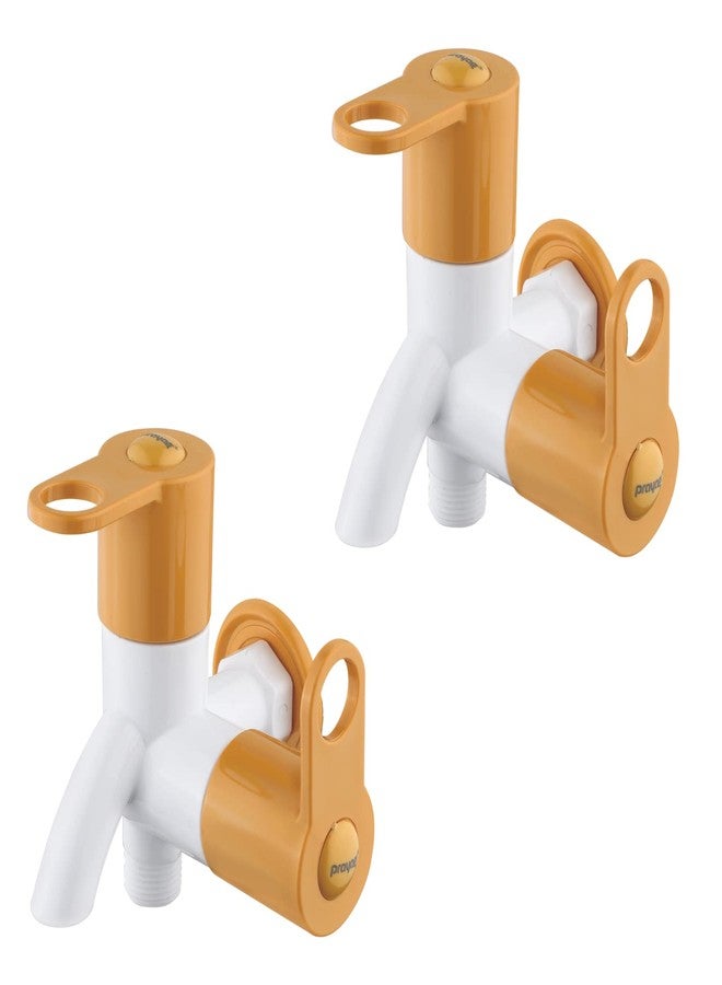 Prayag Vitro Gold 2 Way Bib Cock with Flange, Faucet for Basin Tap, Sink Faucet, Bathroom & Kitchen (Pack of 2)