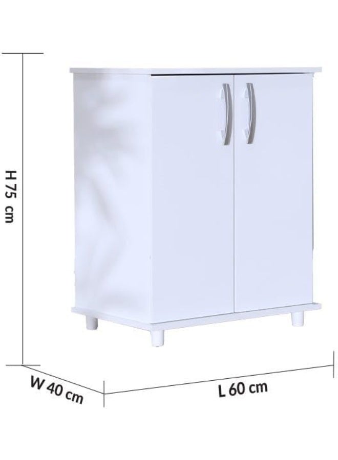 Danube Home Absol Multipurpose 2 Door Cabinet |Sturdy Home Kitchen Organiser Sideboard|Modern Design Furniture For Dining Room Living Room Kitchen 60x40x75Cm White - Image 2