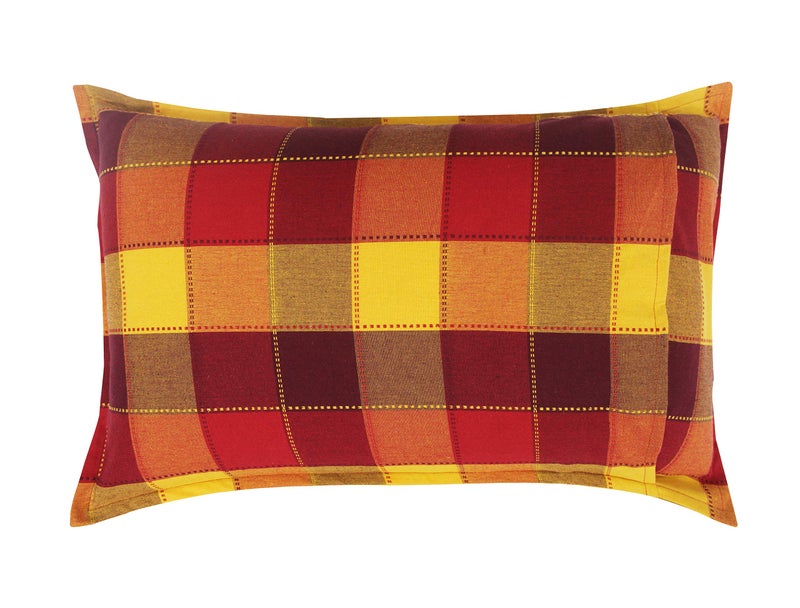 Airwill 100% Cotton Checkered Pattern Flap Pillow Covers (46x69cm)(Red, Yellow, Pack of 2 Pieces) - Image 3