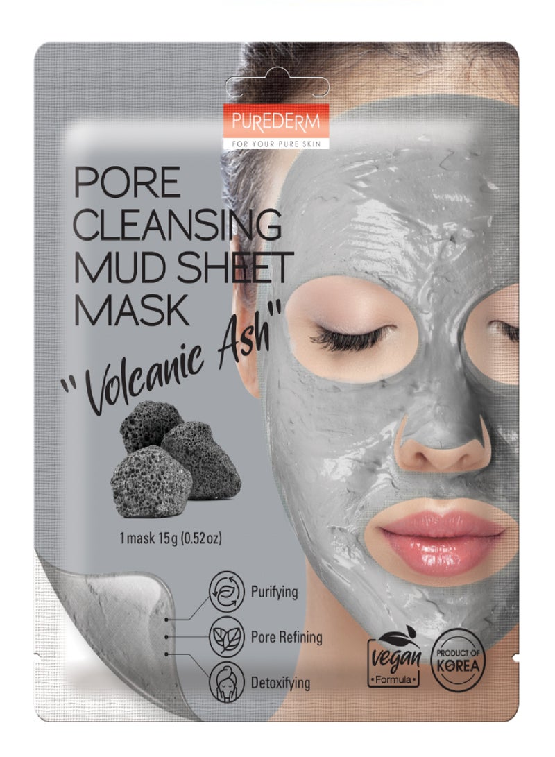 PUREDERM PORE CLEANSING MUD SHEET MASK VOLCANIC ASH ADS 832