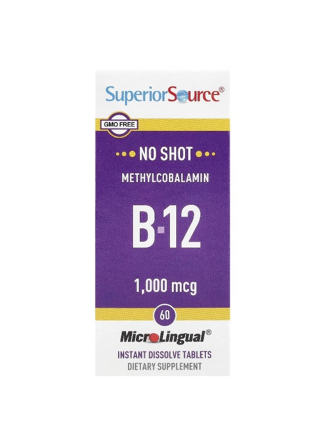 Superior Source Superior Source, Methylcobalamin B-12, 1,000 mcg, 60 MicroLingual® Instant Dissolve Tablets  - Image 1